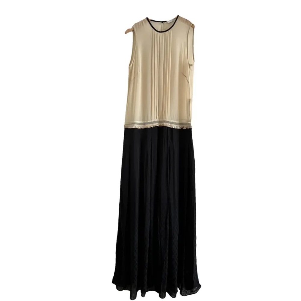 Sandro Two-Tone Cream and Black Maxi Dress